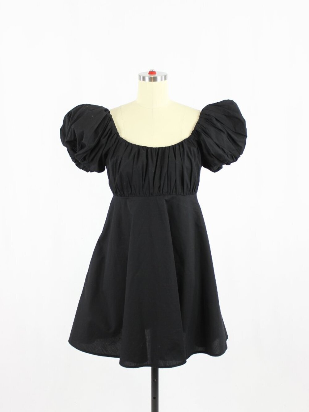 ABERCROMBIE & FITCH Black Cotton Poplin Puff Sleeve Mini Babydoll Dress, Size S